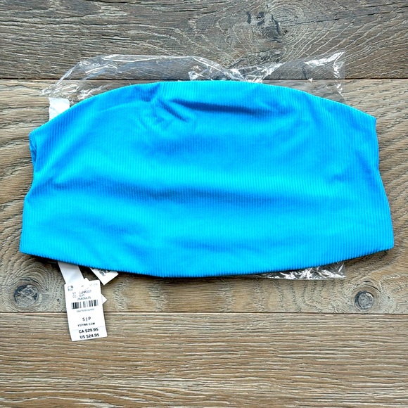 PINK Bralette Base Stretch Micro Ribbed Sky Blue Bandeau Bra Small - Picture 5 of 10